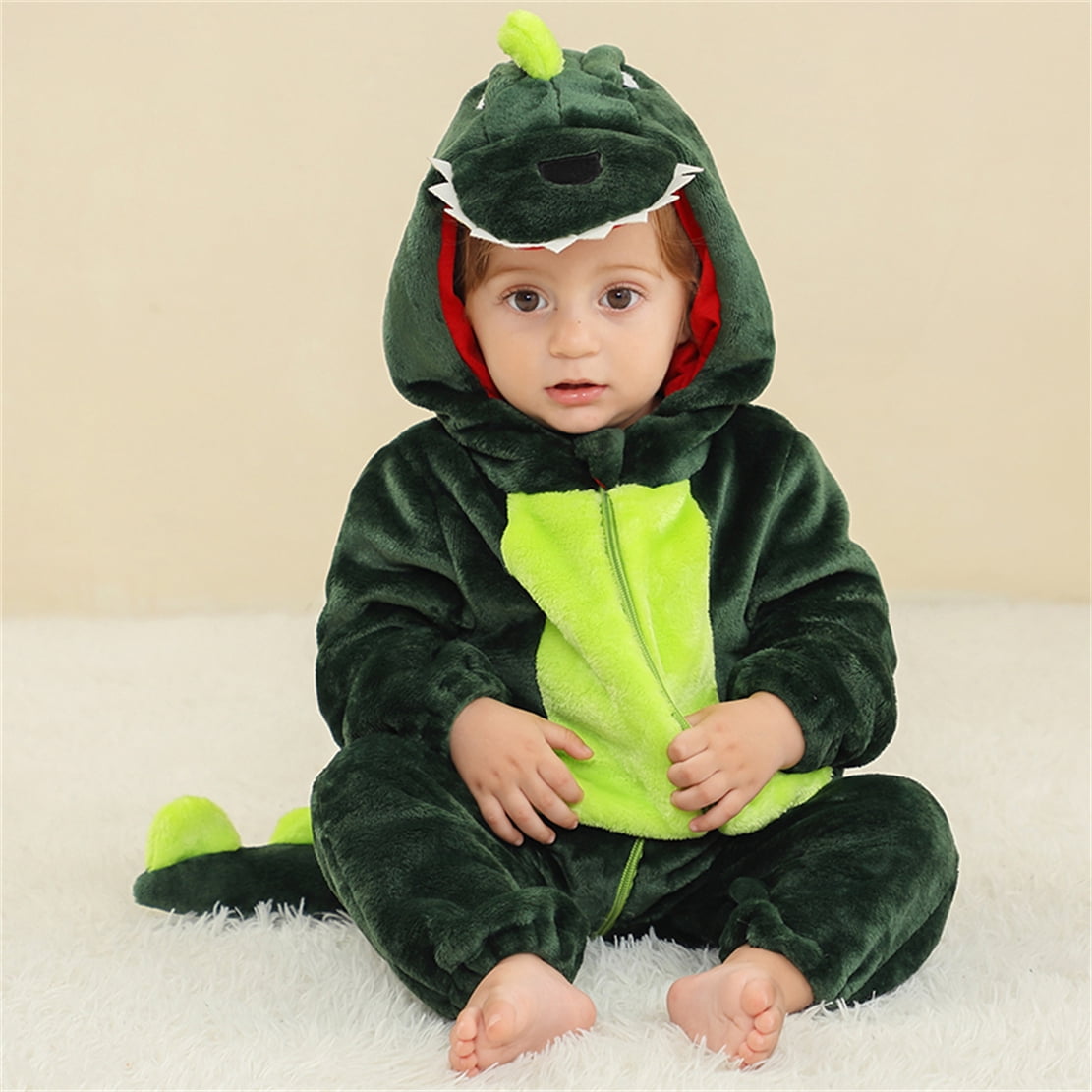 WIBACKER 0-3T Unisex Baby Animal Costume Winter Autumn Flannel Hooded Romper Christmas and Halloween Panda Cosplay Jumpsuit