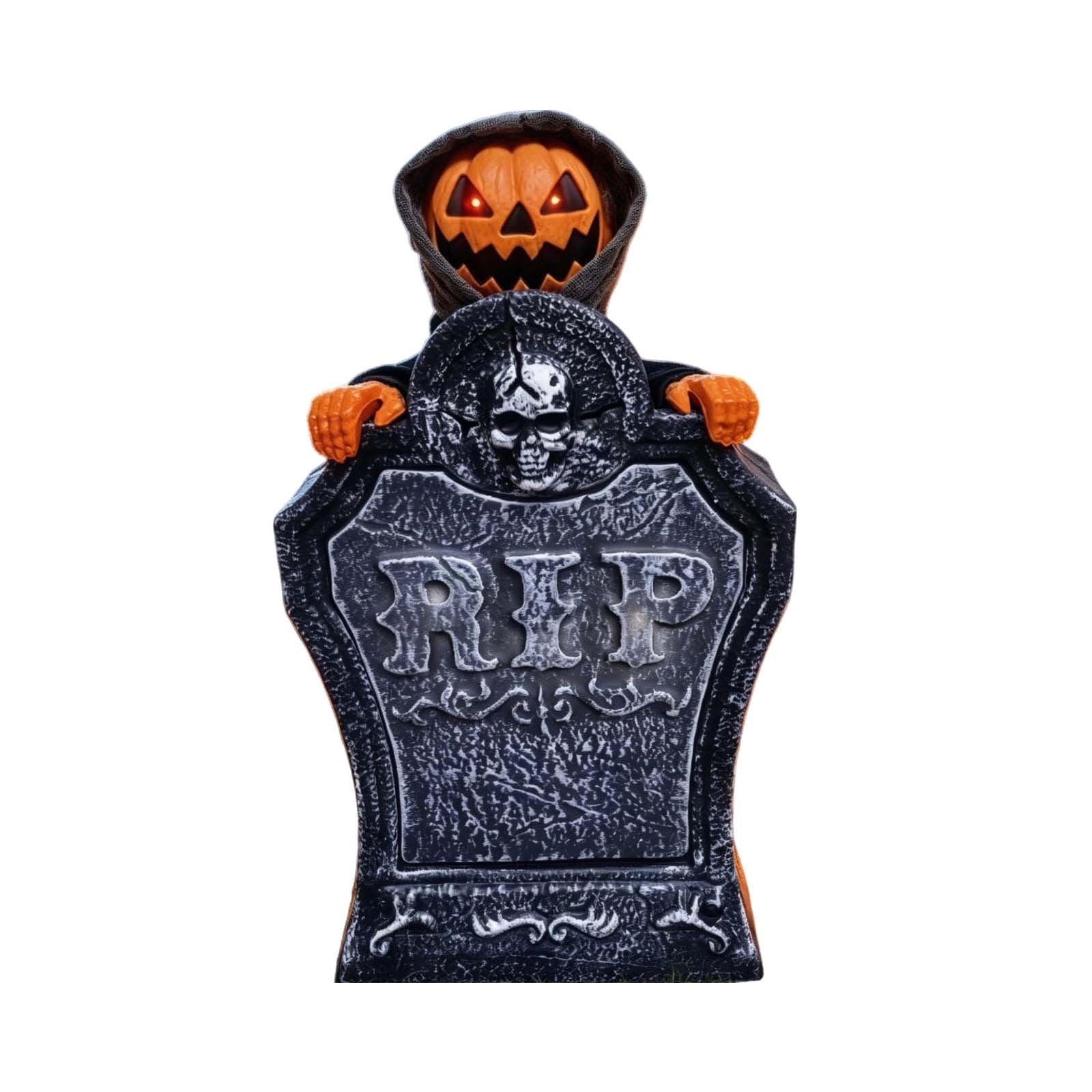 EWASWON Halloween Animated Tombstone, Motion Activated Gravestone with Rising Skeleton, Glowing LED Eyes & Scary Sounds, Outdoor Yard Decoration