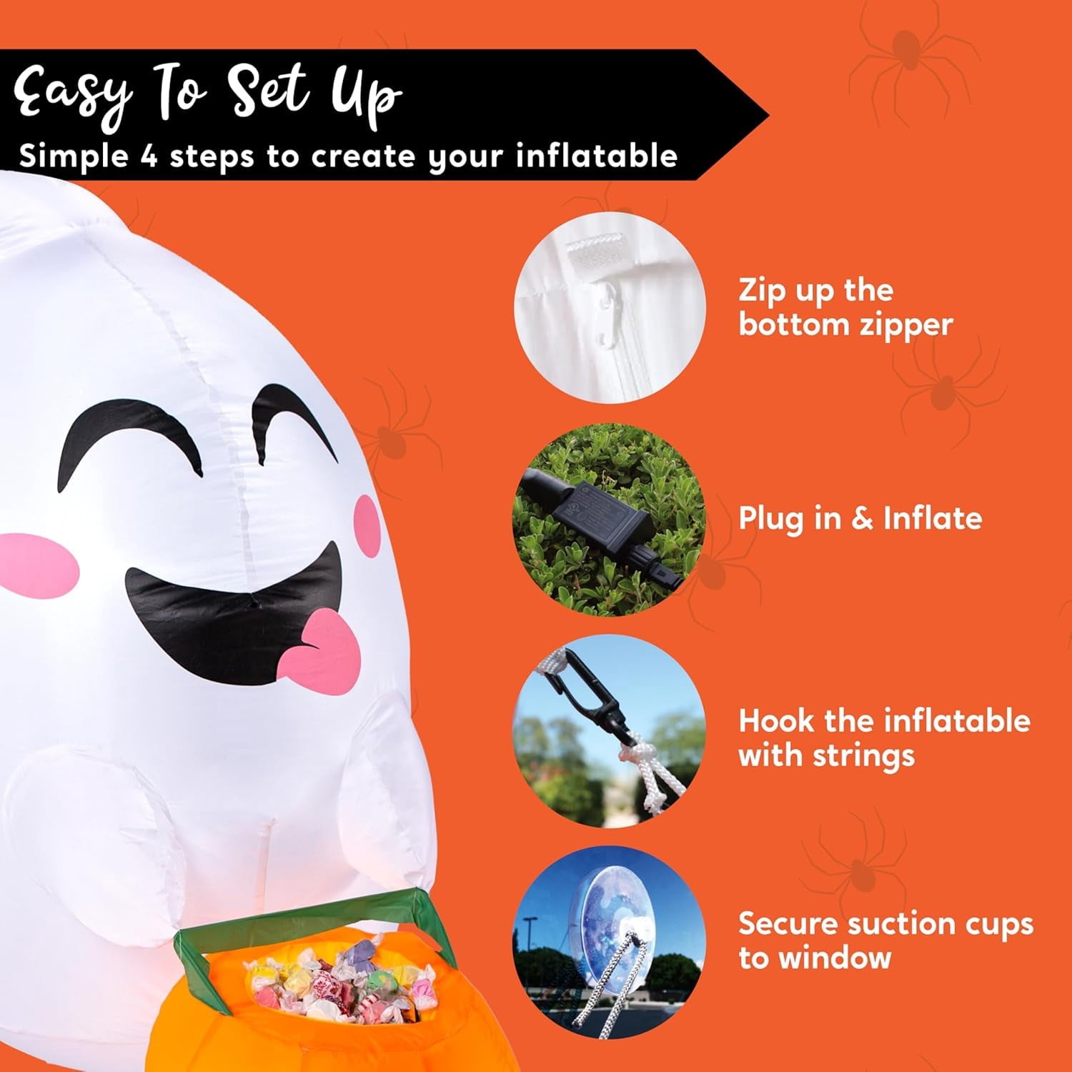 Joyfy 4.5 FT Halloween Inflatable Decorations Outdoor Scary Flying Ghost Broke Out from Window with Built-in LED Blow Up Inflatable for Window Decoration Yard Garden Lawn Decor