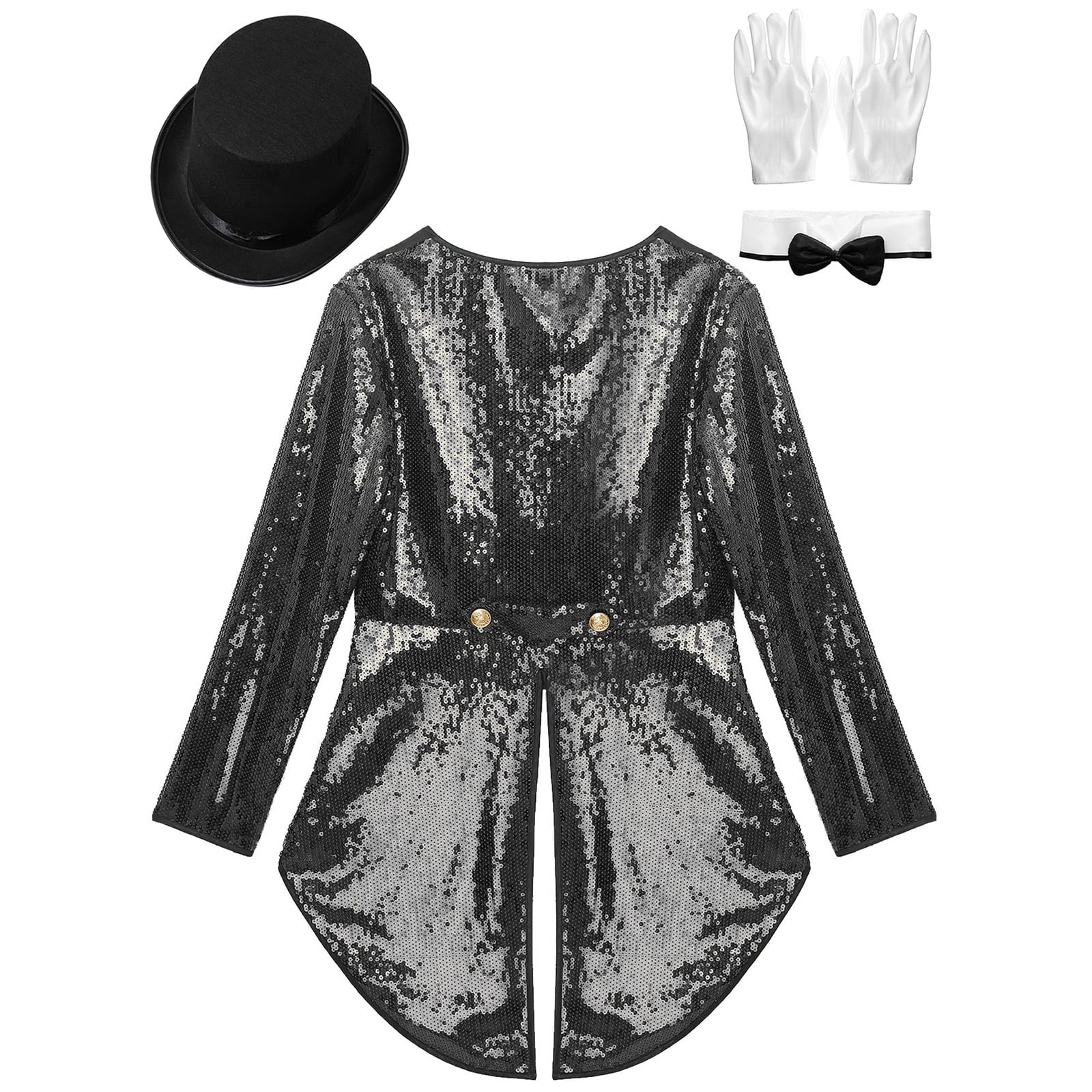 iiniim Women Magician Cosplay Sequin Tailcoat Circus Showman One-Button Tuxedo Jacket Outfits Red M