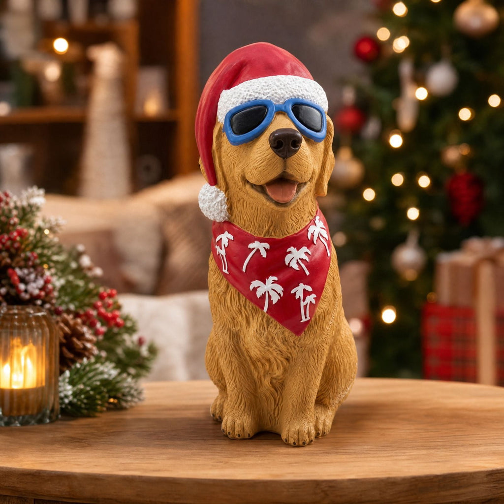 Clearance! Christmas Golden Retriever Statue with LED Lights, Cute Dog Holding Puppy Figurine, Christmas Decoration Indoor Outdoor, Gift for Kiddo Adults