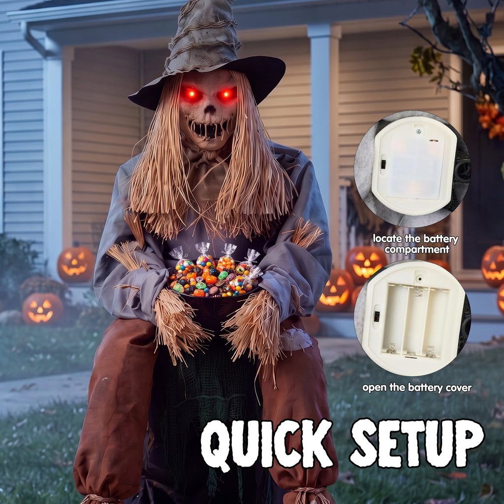 Joyfy 5ft Drinking Skeleton Halloween Animatronic Decorations, Outdoor Haunted Props with Endless Liquid Pouring Effect, Green LED Lights & Spooky Sounds, Life-Size Skeleton for Garden Yard Lawn