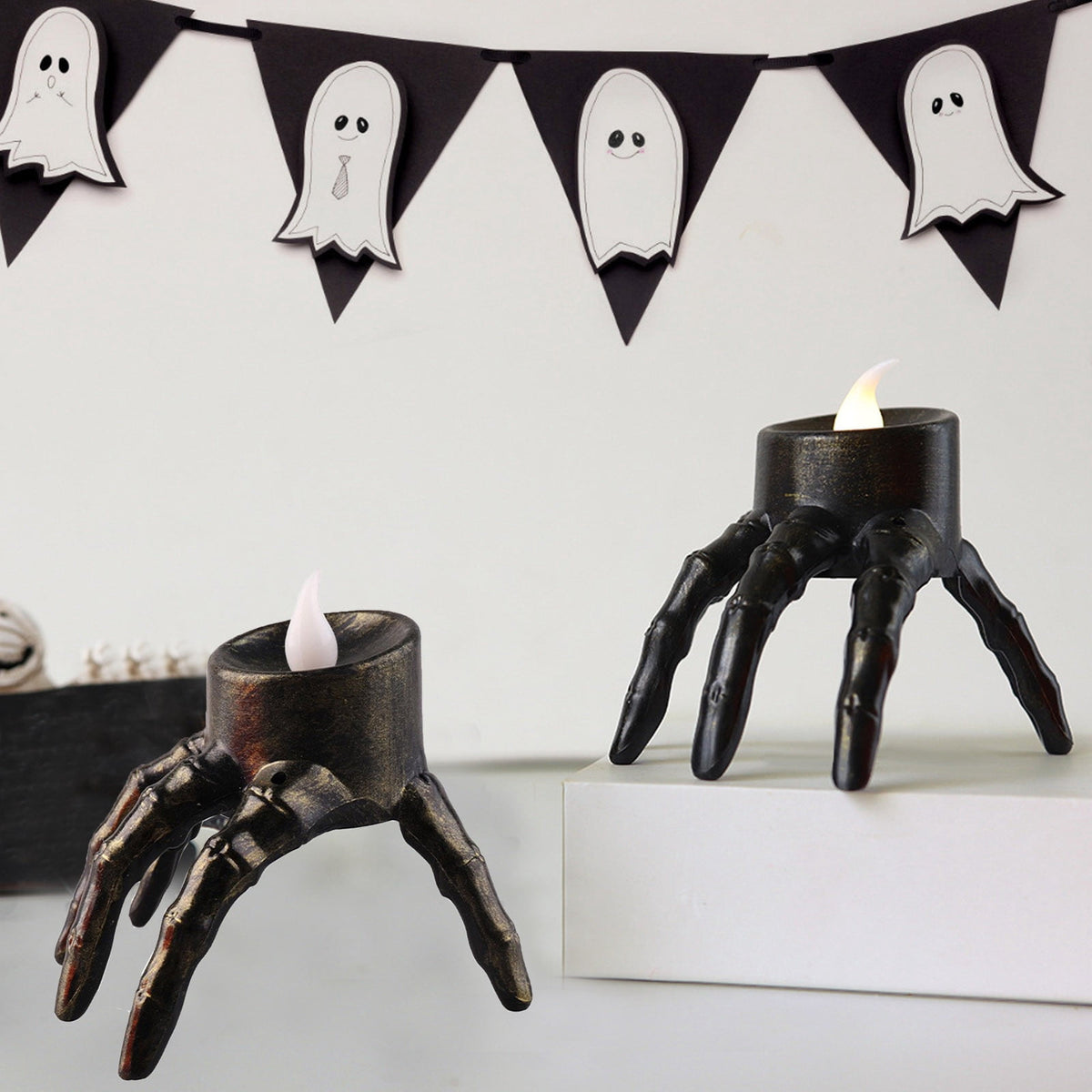 5pc Halloween Spooky Skeleton Hand Candle Flameless Candle Lamp Scary Spooky Candle Halloween Decoration Lights