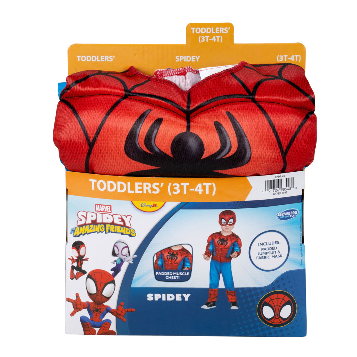 Marvel's Spiderman Halloween Costume for Toddler, Size 3-4T, by Jazwares