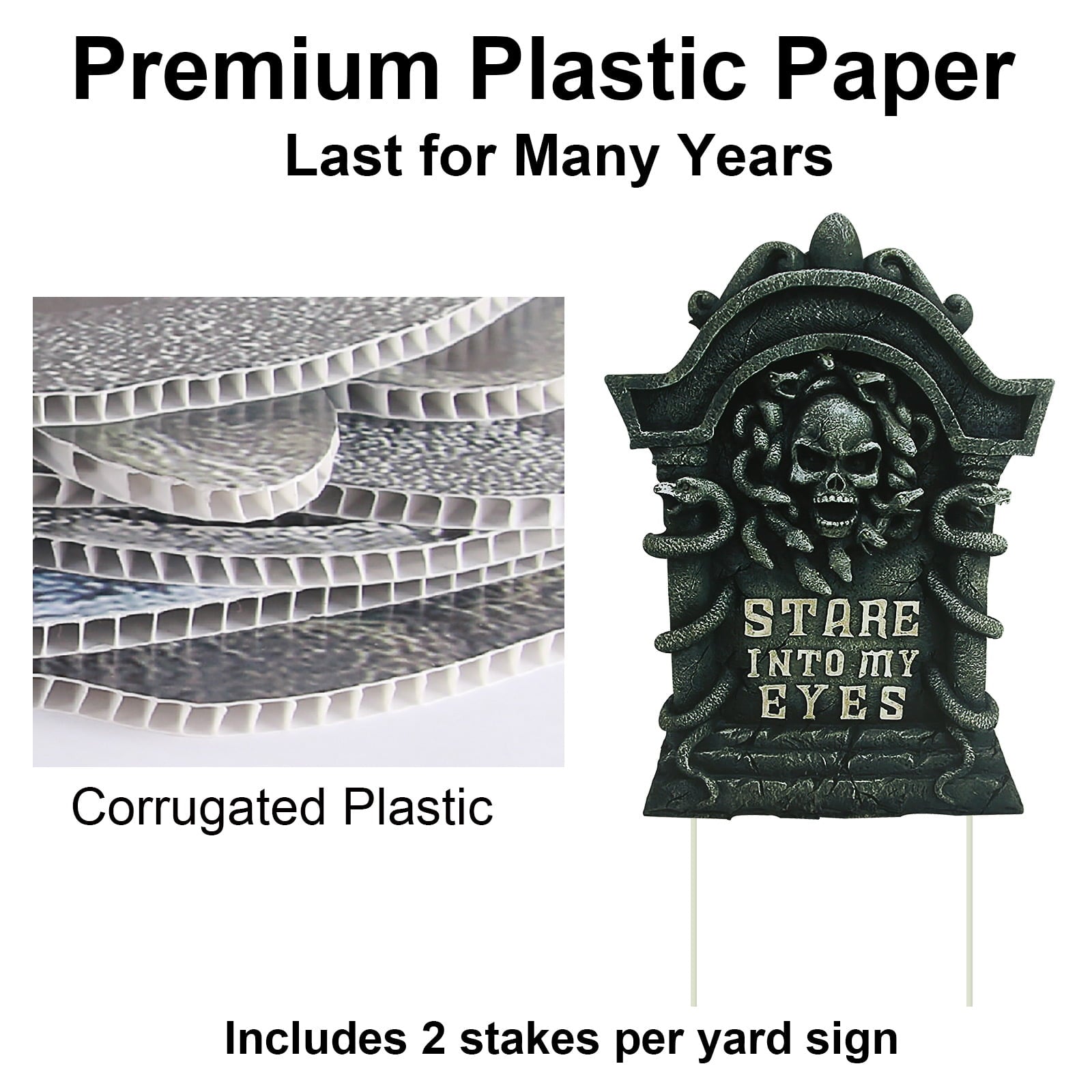 Gamexcel Halloween Gravestone Yard Signs, 10 Pack Tombstone Decorations with Stakes for Lawn, Garden and Haunted House