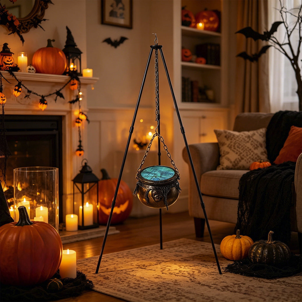 Muecwrye Halloween Decorations Outdoor, Halloween Clearance! Halloween Witches Cauldron with Lights, DIY Bubbling Cauldron Set Decor for Home Porch Outside, Halloween Party Supplies( Without Tripod)