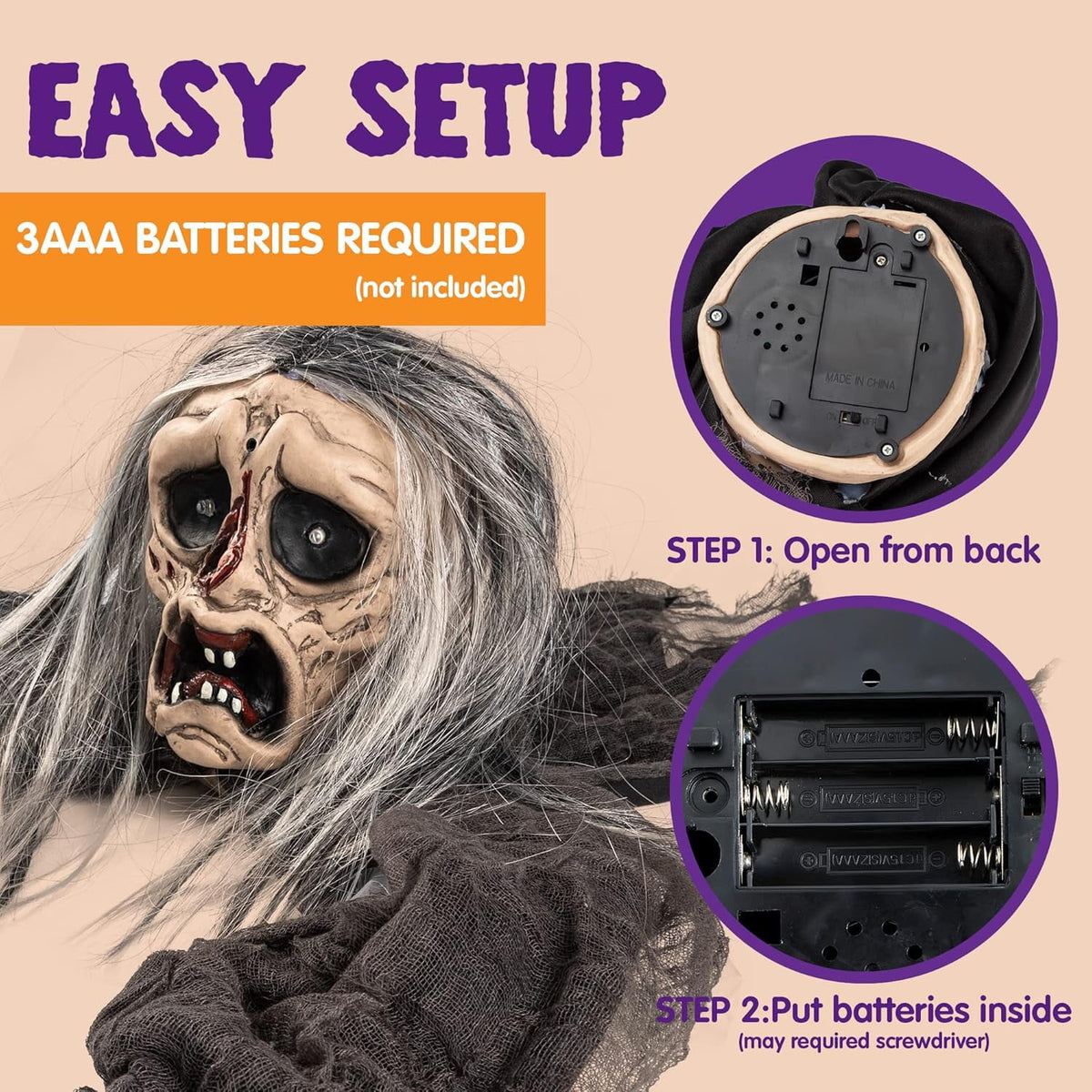 Joyfy Halloween Groundbreaker Halloween Decorations Zombie with Sound and Flashing Eyes,Outdoor Scary Halloween Yard Decorations
