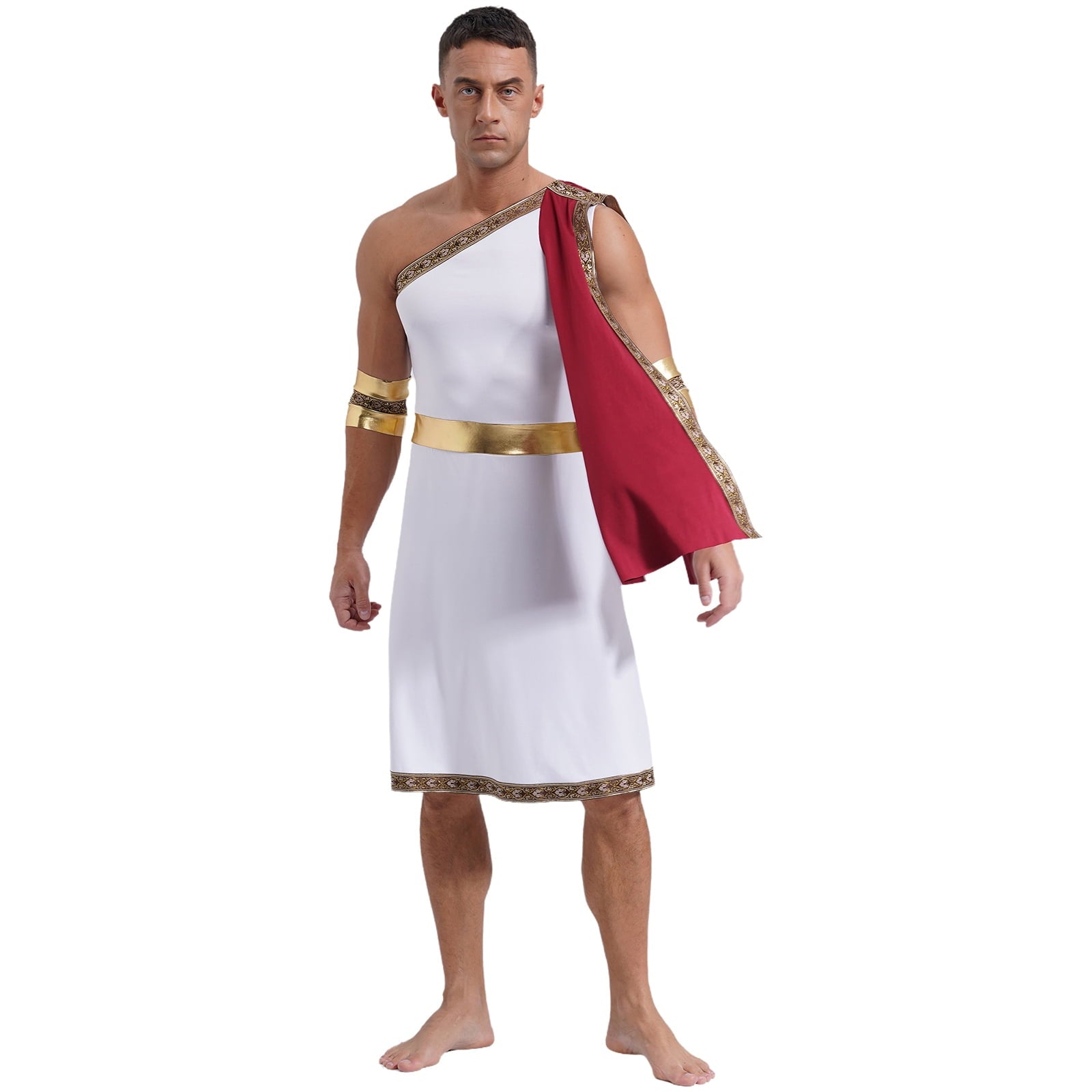 YiZYiF Mens Halloween Ancient Greek Cosplay Costume Roman Toga Caesar Party Fancy Dress Up Set Black S