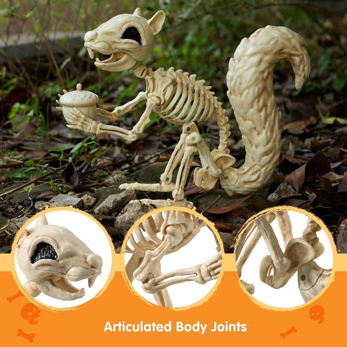 Joyfy 2 Pcs Duck Skeleton Halloween Decoration,4.5 Inch Posable Plastic Animals Halloween Skeleton for Indoor Outdoor Halloween Decorations,Haunted House Party Props