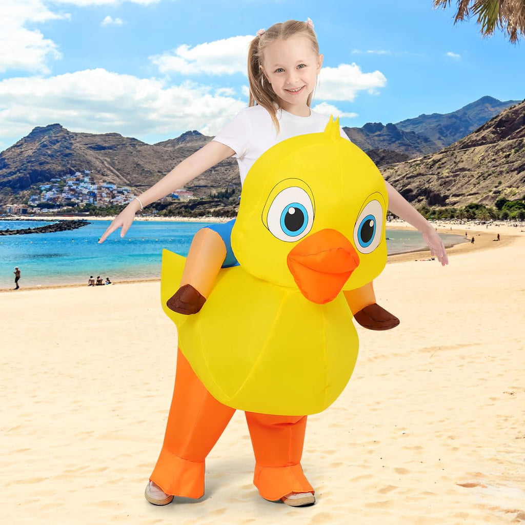 COMIN Inflatable Duck Costume for Kids Cute Blow up Duck Costume Funny Party Cosplay Halloween Costume for Unisex Boys Girls