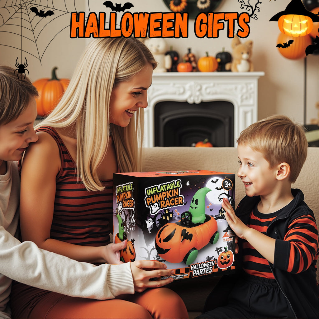 Firstness 2.6ft Remote Control Halloween Inflatable with Music Lights,Pumpkin Spider Car Blow ups Rc Car,Indoor Outdoor Decorations