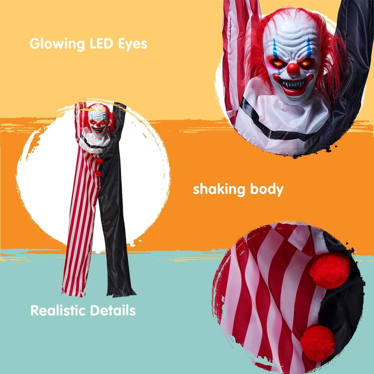Joyfy 4 Pcs Halloween Decorations Outdoor Hanging Clown Ghost,29" Scary Outdoor Halloween Decor for Halloween Haunted House Decor Props