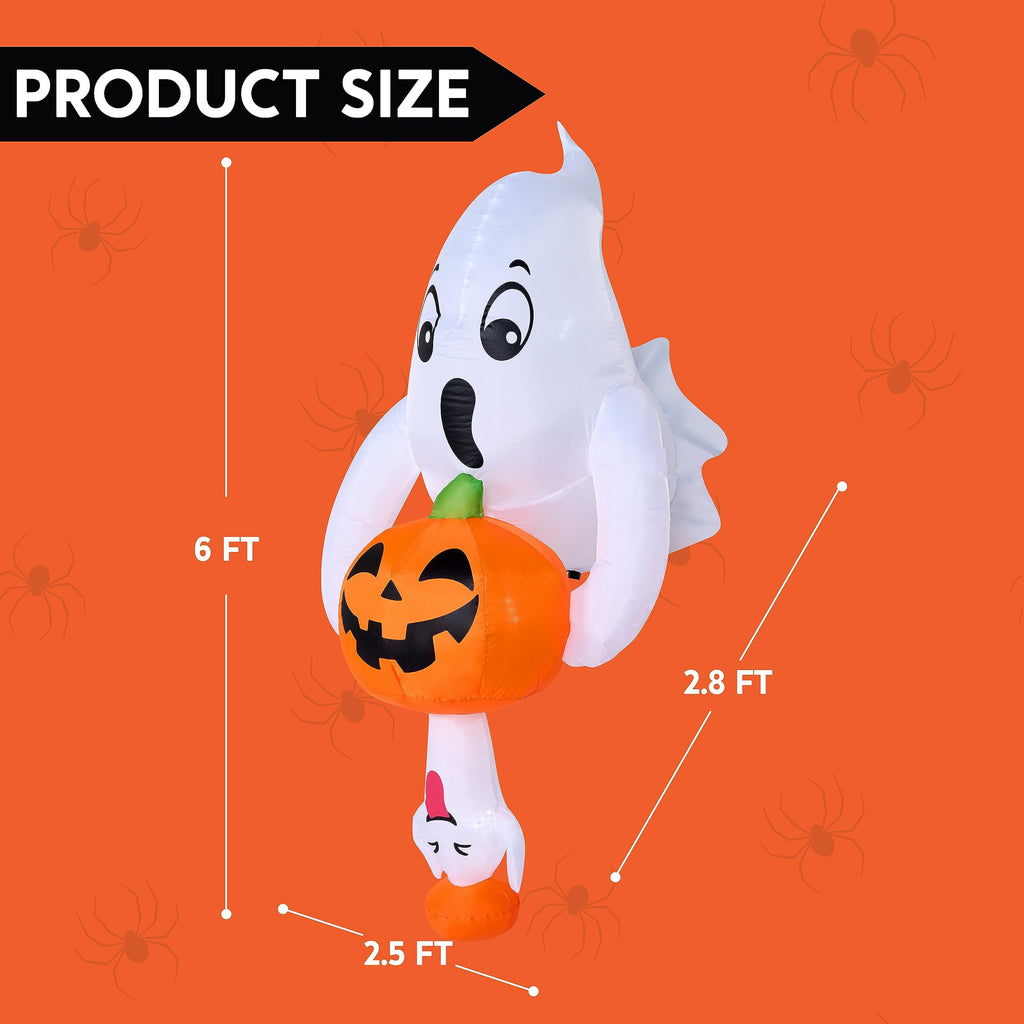 Joyfy 4.5 FT Halloween Inflatable Decorations Outdoor Scary Flying Ghost Broke Out from Window with Built-in LED Blow Up Inflatable for Window Decoration Yard Garden Lawn Decor