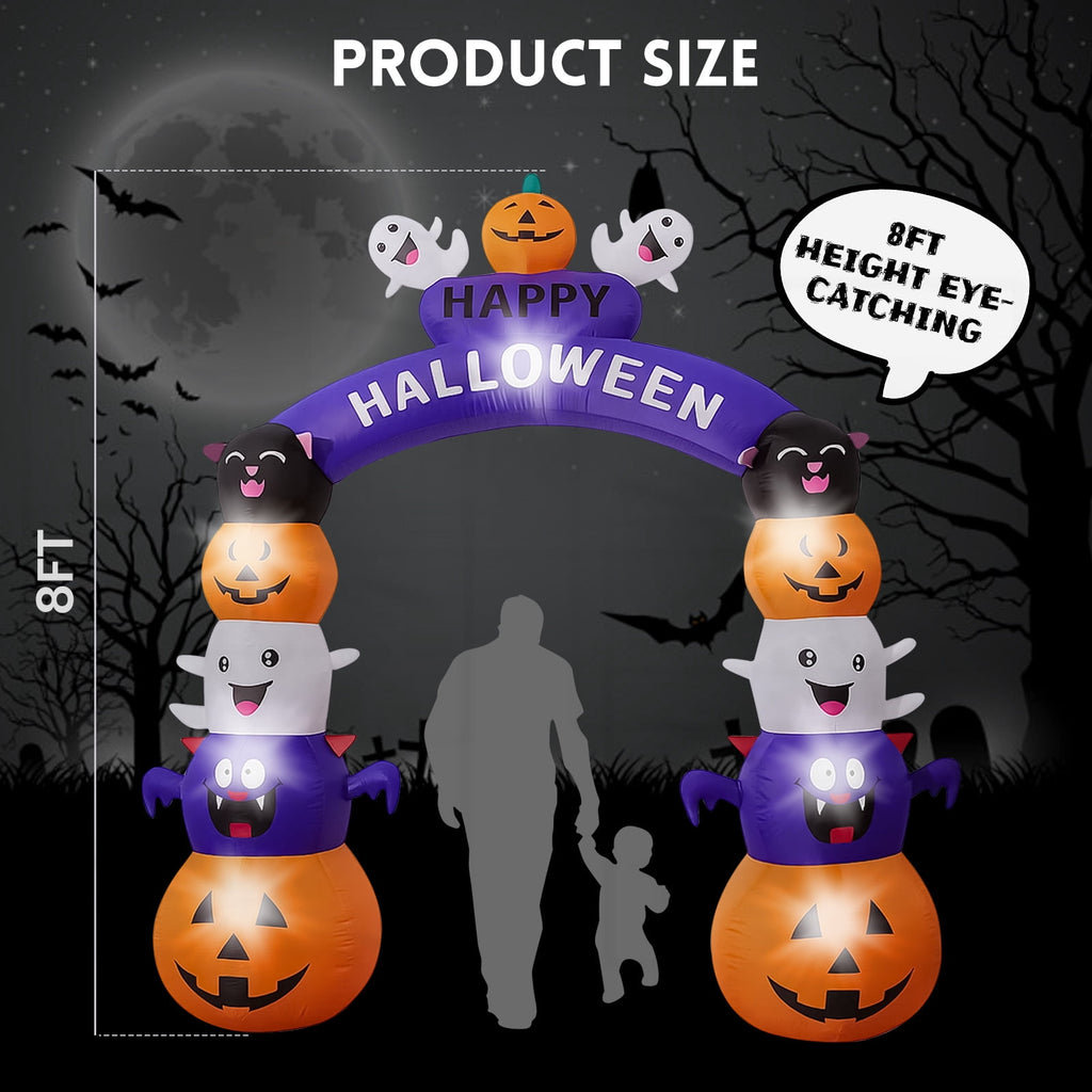 GVDV 8 FT Halloween Inflatables Archway Outdoor Decorations for Front Yard Lawn Garden Decor