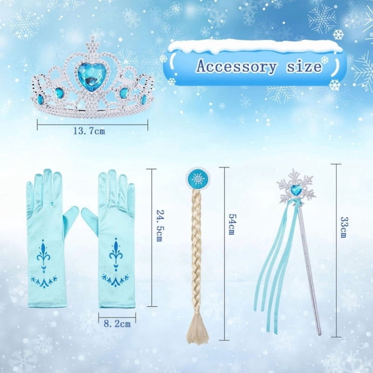 Jurebecia Princess Dress for Girls Birthday Party Blue Costume up Toddlers Kids Christmas Halloween Cosplay Clothes with Accessories 6T(5-6Years)