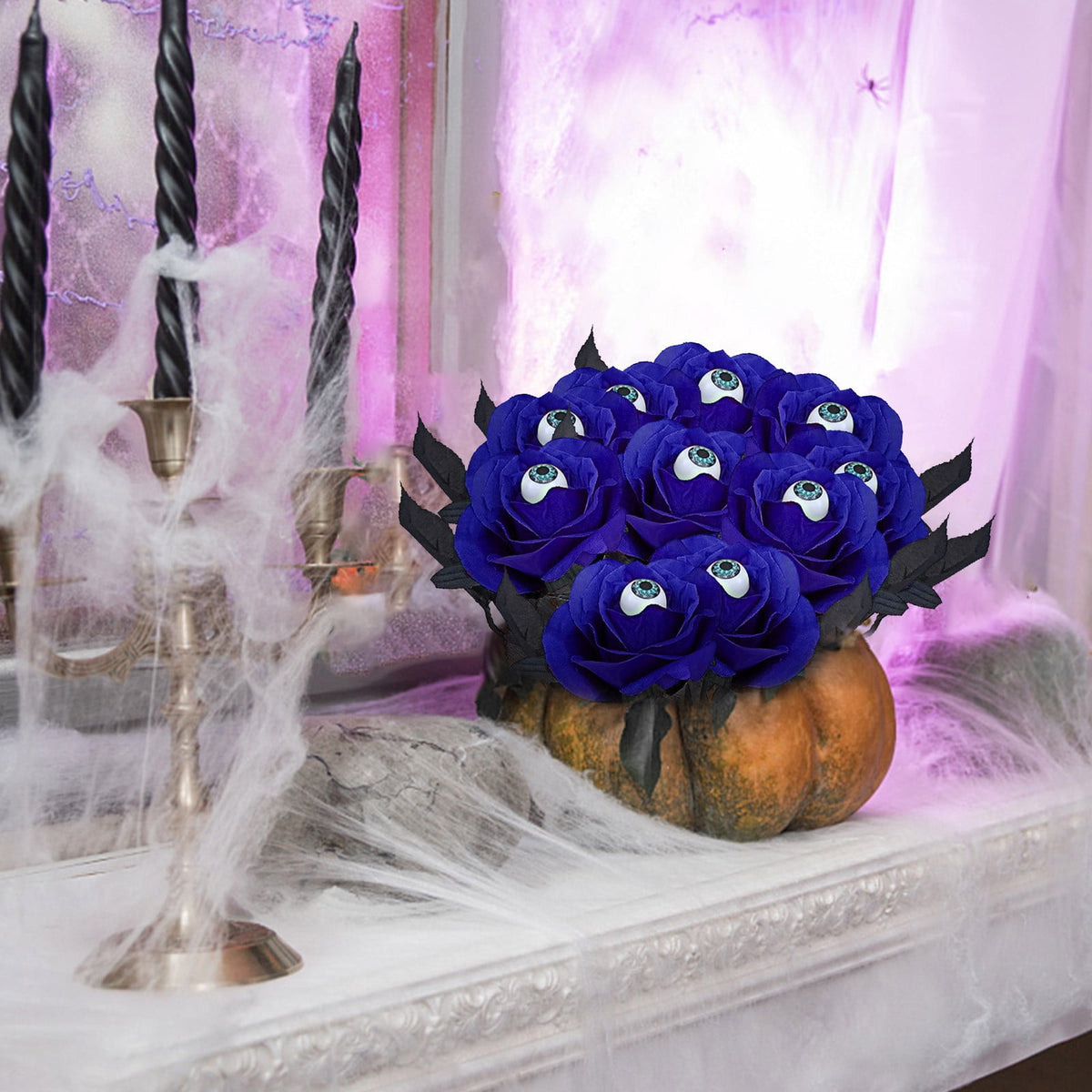 Feltree Halloween Decorations 10 Pieces Faux Rose With Eyeballs Halloween Faux Eyeball Flowers Faux Gothic Rose Bushes For Halloween Party Home Decorations