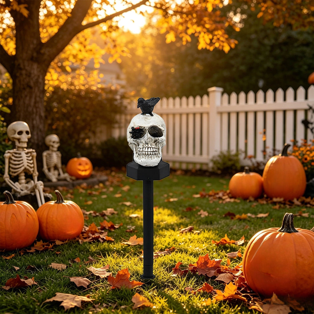 CRAGRSI Solar Halloween Skeleton Stake Lights Outdoor Skull Yard Lights Halloween Skeleton Garden Decor Black Solar Powered Waterproof for Yard, Lawn, Patio, Walkway, Garden, Halloween Outdoor Decor
