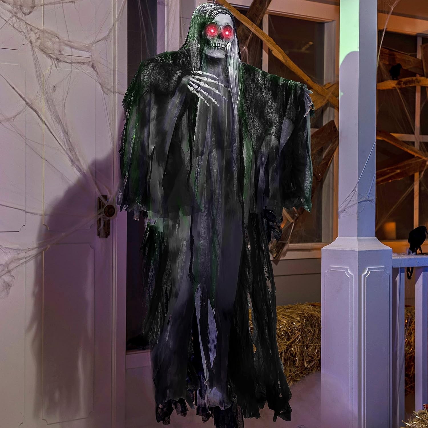 Joyfy 3 Pack Halloween Hanging Ghosts,Scary Skeleton Ghosts Grim Reapers Decorations for Halloween Indoor Outdoor Yard Home Decorations