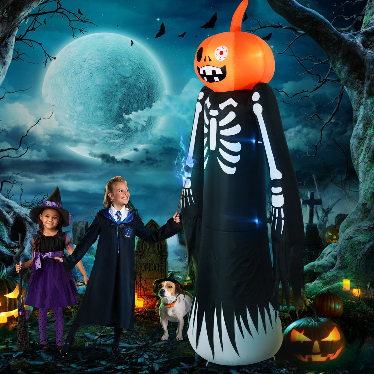 Ayieyill 8.5FT Halloween Inflatables Pumpkin Ghost Family with Built-in LED Lights, Halloween Blow up Yard Decorations