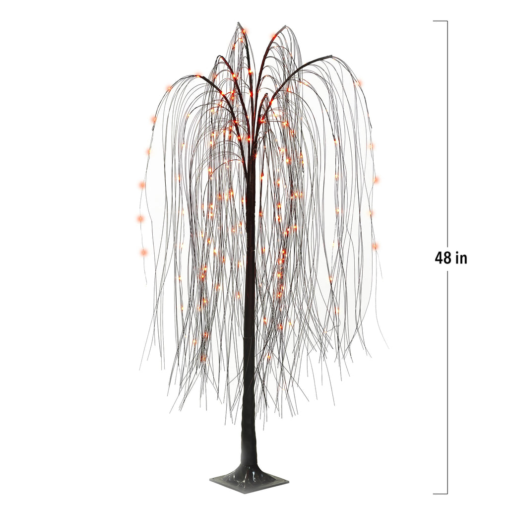 Indoor/Outdoor Battery-Operated 8-Function LED Color-Changing Willow Tree, Orange and Purple, 48", Halloween by Way To Celebrate