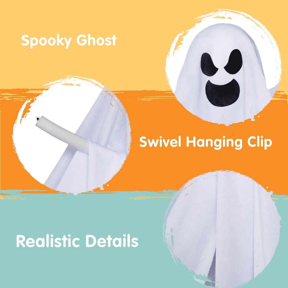 Joyfy 3 Pack Halloween Hanging Ghosts Decorations,27.5" Cute Scary Flying Ghosts Outdoor Hanging Halloween Decorations Yard Decorations