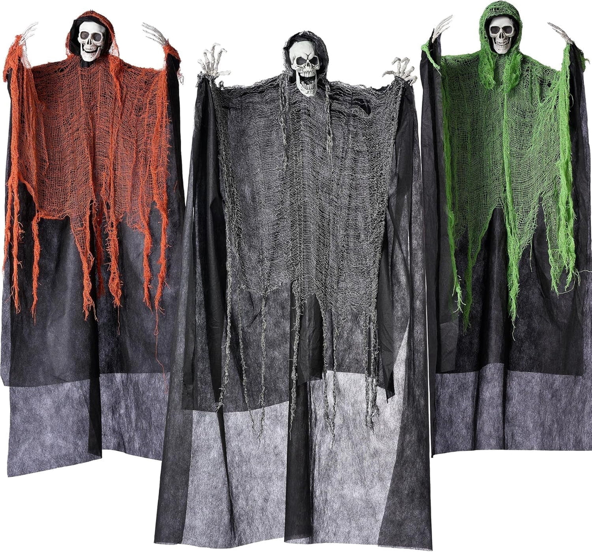 Joyfy 3 Pack Halloween Hanging Ghosts,Scary Skeleton Ghosts Grim Reapers Decorations for Halloween Indoor Outdoor Yard Home Decorations