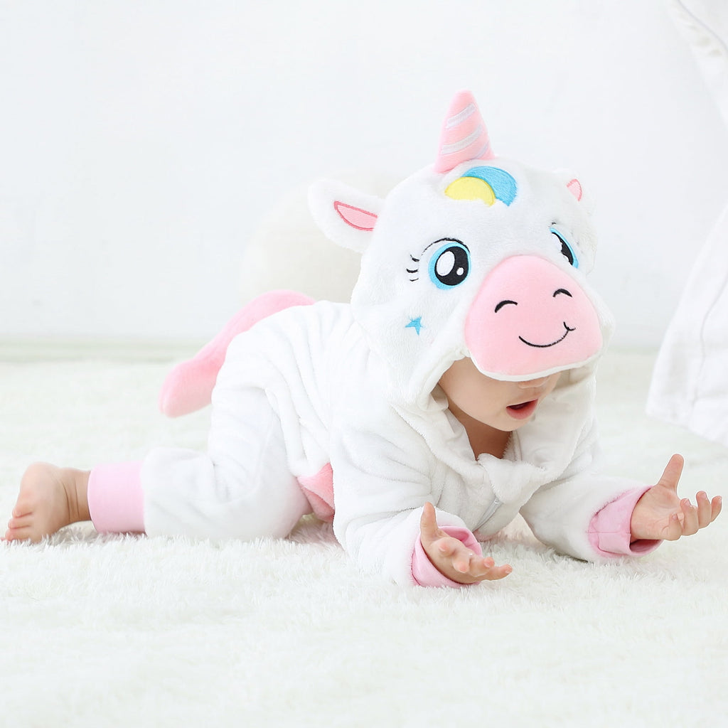 WIBACKER 0-3T Unisex Baby Animal Costume Winter Autumn Flannel Hooded Romper Christmas and Halloween Dinosaur Cosplay Jumpsuit