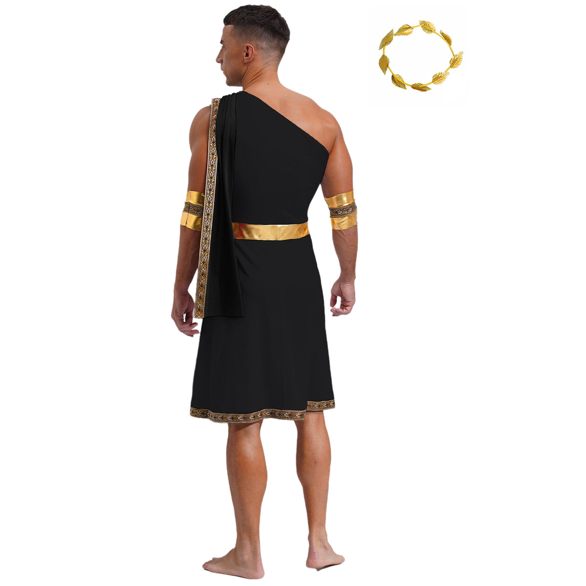YiZYiF Mens Halloween Ancient Greek Cosplay Costume Roman Toga Caesar Party Fancy Dress Up Set Black S