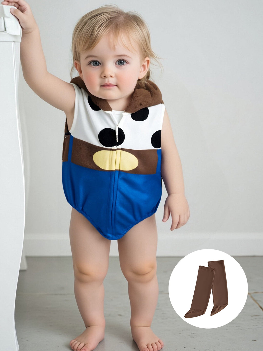 Cjfdfy Newborn Baby Boy Girl Halloween Animal Costume Infant Baby Fox Puppy Dog Frog Poached Egg Costume Fall Winter Sleeveless Hooded Zipper Romper Leg Warmers Set Toddler Halloween Cosplay Outfits