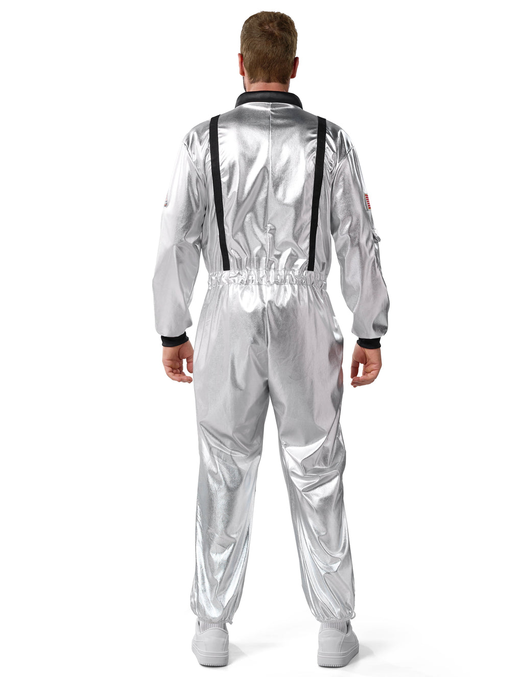 Joyfy Adult Men Astronaut Costume Halloween Spaceman Costume Silver Space Suit Spaceman Jumpsuit Pilot Outfit for Halloween Party Cosplay