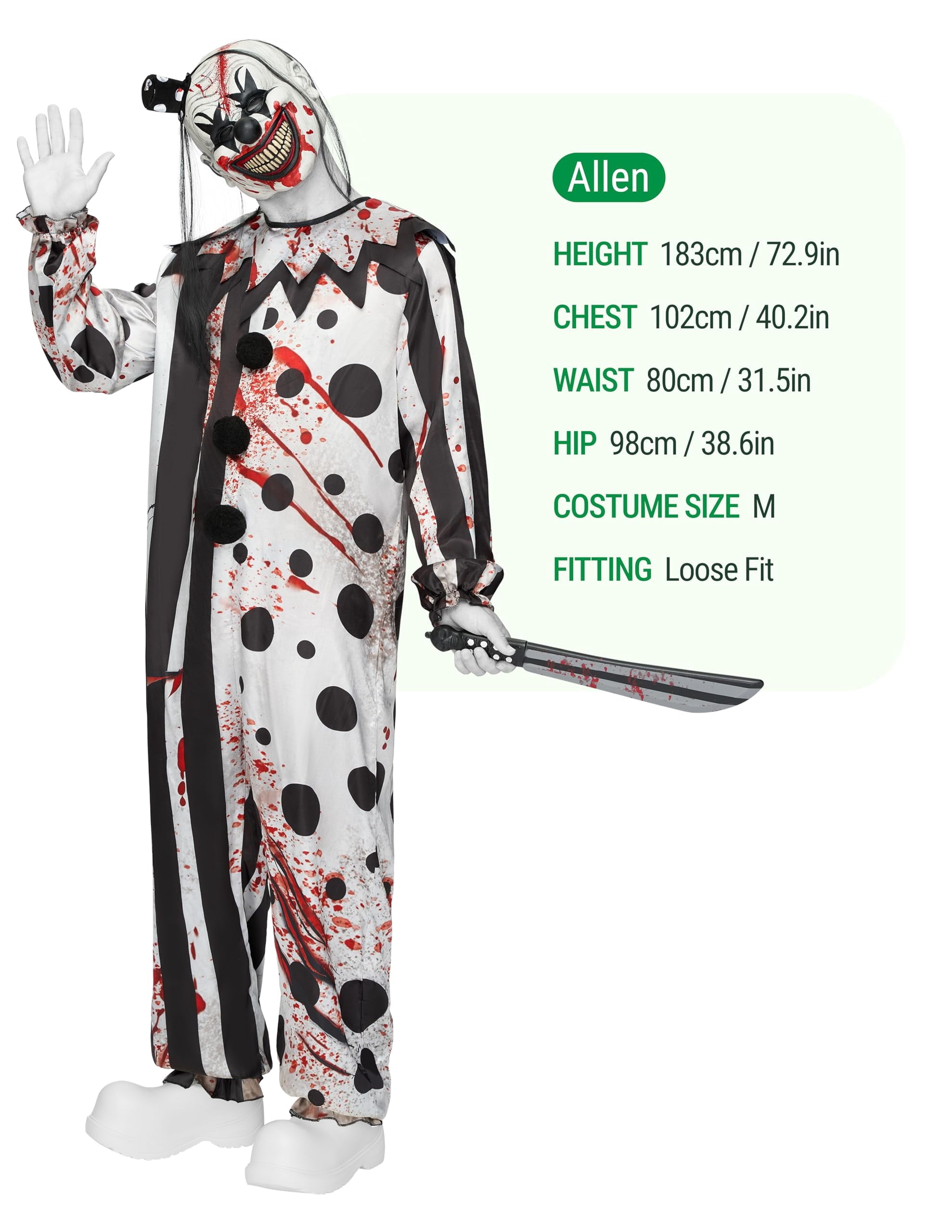 Joyfy Scary Clown Costume for Men Adult Halloween Costumes Killer Clown Halloween Outfit Set Fancy Dress Cosplay