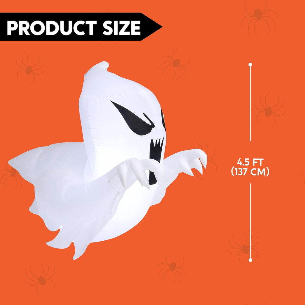 Joyfy 4.5 FT Halloween Inflatable Decorations Outdoor Scary Flying Ghost Broke Out from Window with Built-in LED Blow Up Inflatable for Window Decoration Yard Garden Lawn Decor