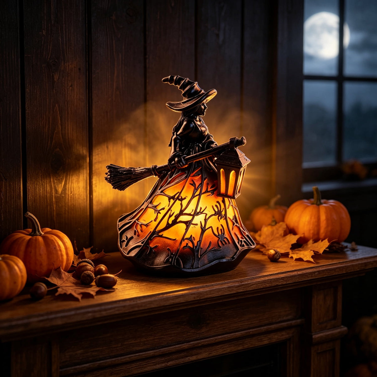 Clearance Gothic LED Lamp – Raven's Moonlight Mysterious Crow on Orb Sculpture, 3D Hollow Lantern Decorative Lamp for Gothic Collectors, Halloween Enthusiasts Best Halloween Gifts