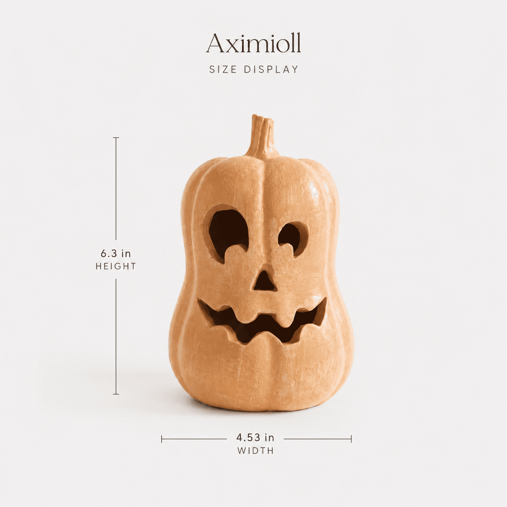 Halloween Handcrafted Jack-O'-Lantern, 5.5" Hand-Carved Pumpkin Decor, Durable Kiln-Fired Autumn Halloween Centerpiece for Indoor Tabletop, Mantle & Fall Home Decoration 2026
