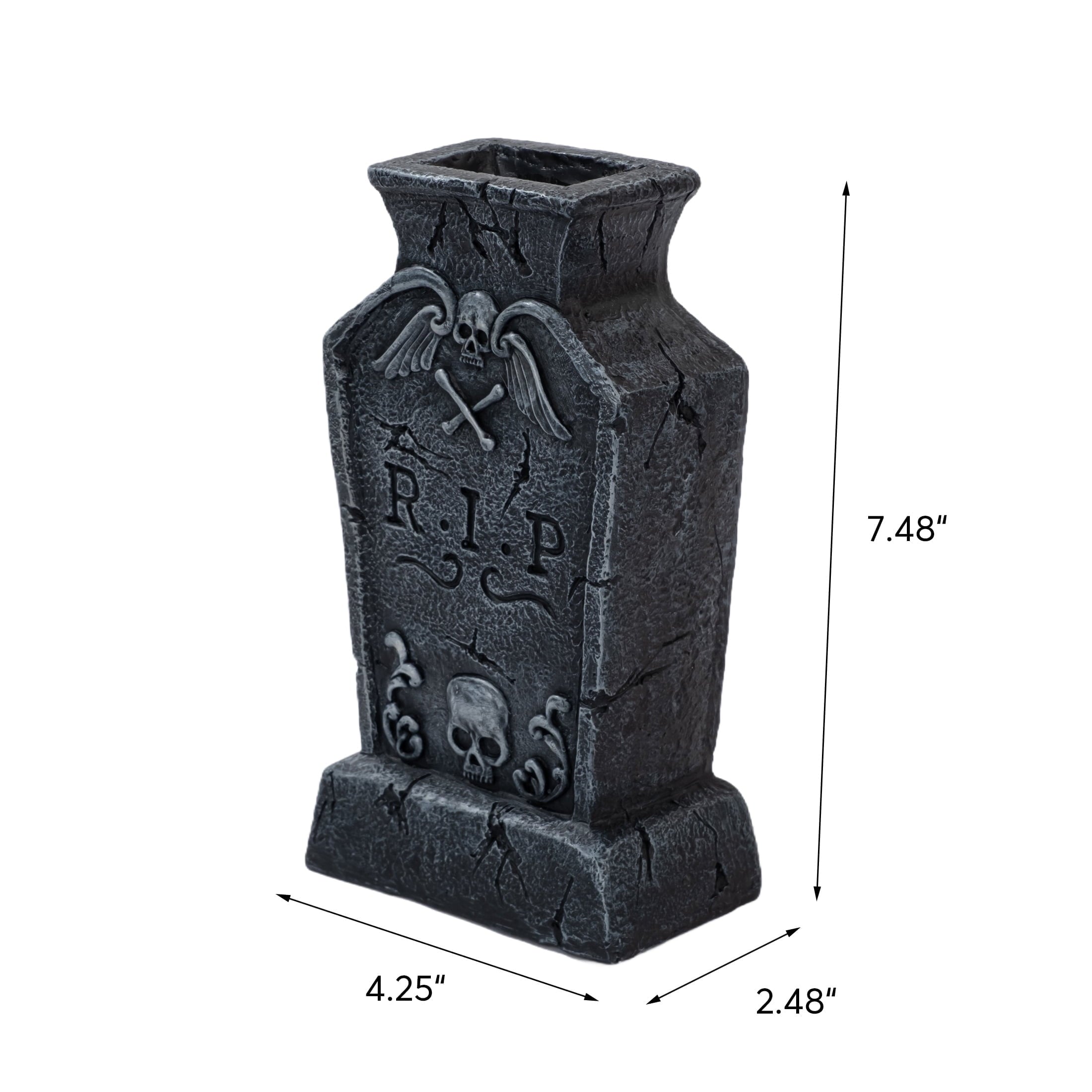 Resin RIP Tombstone Vase Decoration, Gray, 7.5", Halloween by Way To Celebrate