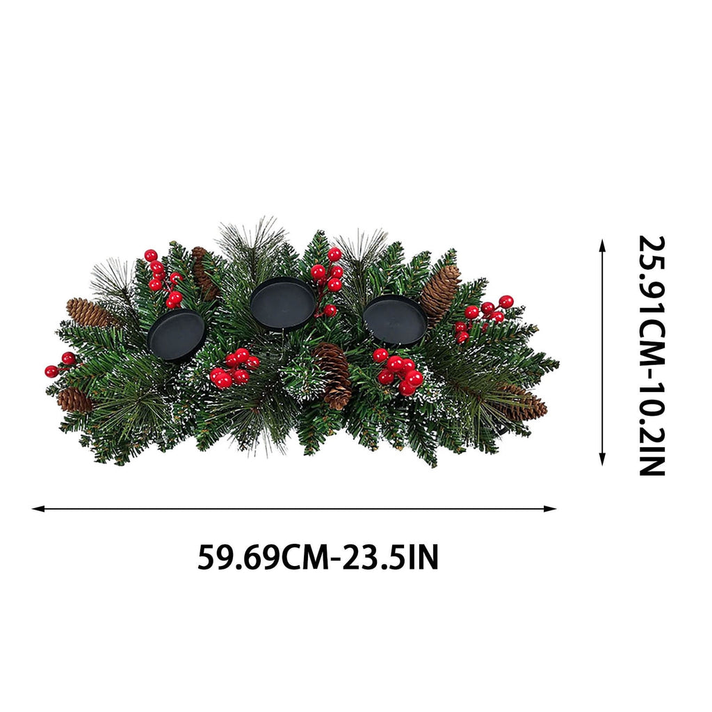 DAMAI Fall Centerpiece Table Decorations, 23.6'' L Assorted Artificial Pumpkins,Berries, Maple Leaves with 3 Candle Holders,Autumn Table Centerpiece for Harvest Party Thanksgiving Halloween