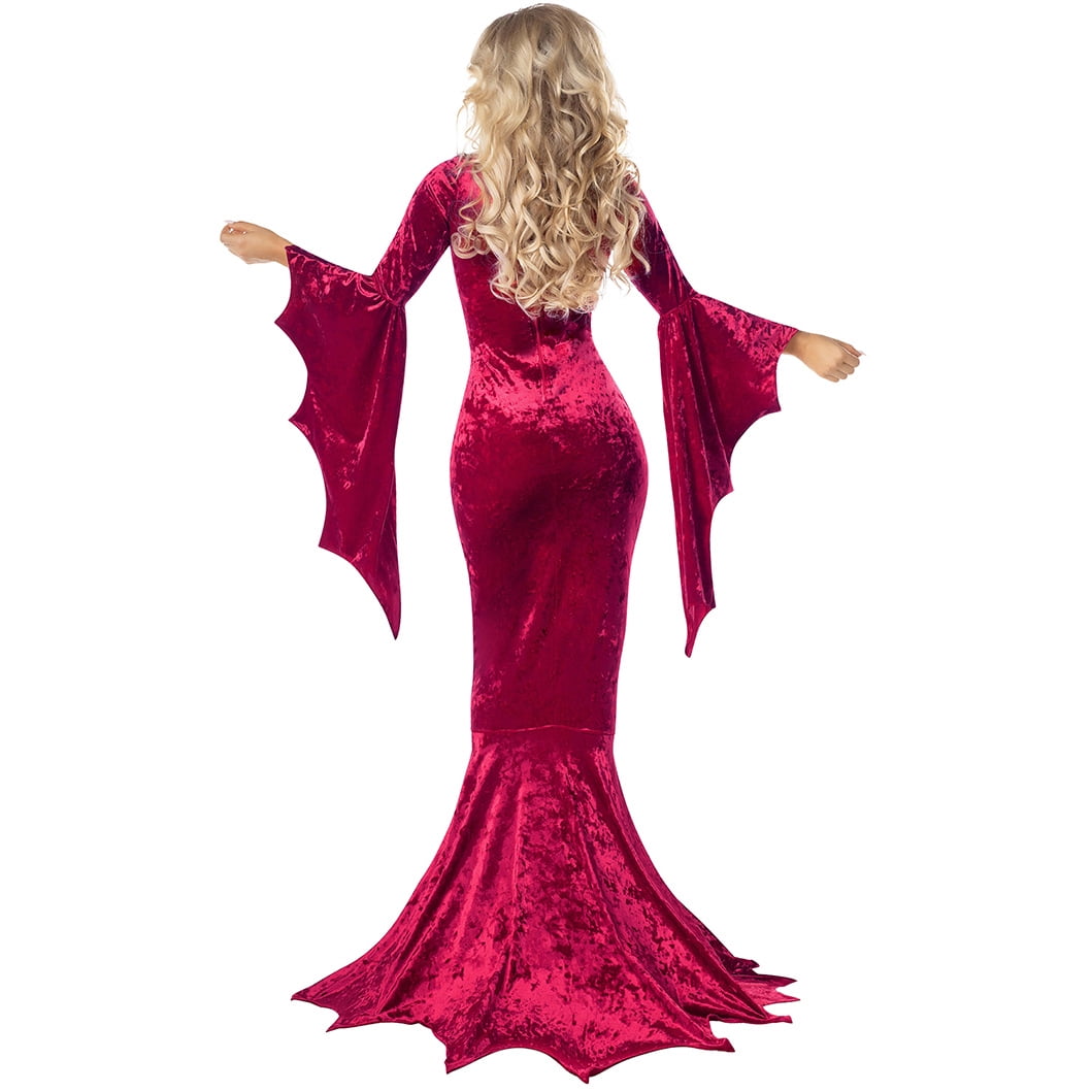 Witch Cosplay, Witch Costume, Witch Outfit, Witch Roleplay, Witch Cos, Vampire Womens Halloween Costumes Long Sleeves Mortician Costume Wrap Gothic Witch Dress Witchy Dress, Deep Red S