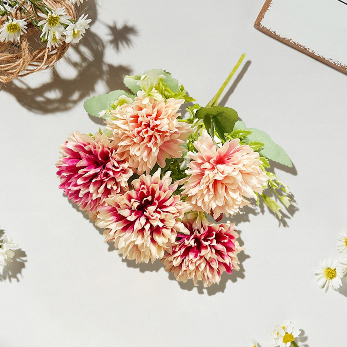 Fall Outside Decor Simulation 6-Head Chrysanthemum Bouquet Autumn Edition - Sapphire Blue Fake Flowers For Outdoors Fall Door Decor Faux Pumpkins For Outdoor For Fall Decor