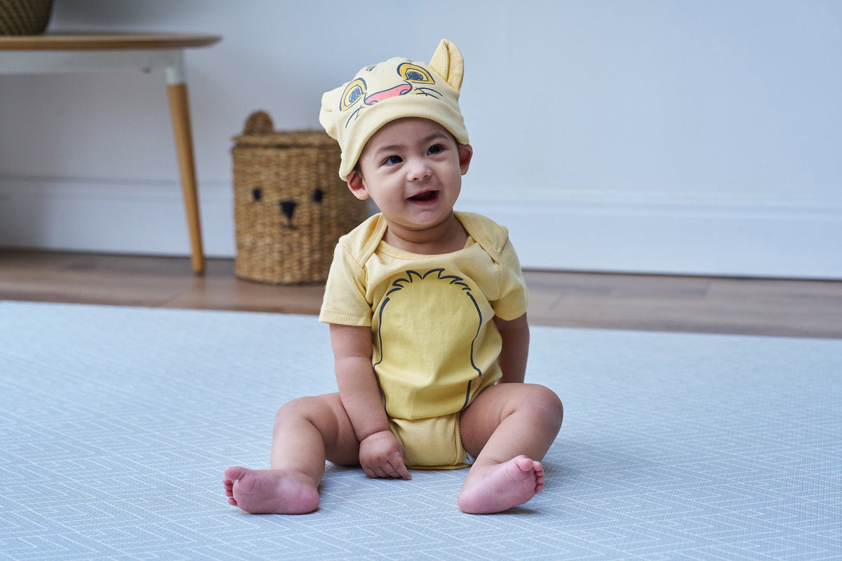 Disney Winnie the Pooh Baby Boy or Girl 2-Piece Cosplay Bodysuit and Hat Set Light Blue Eeyore