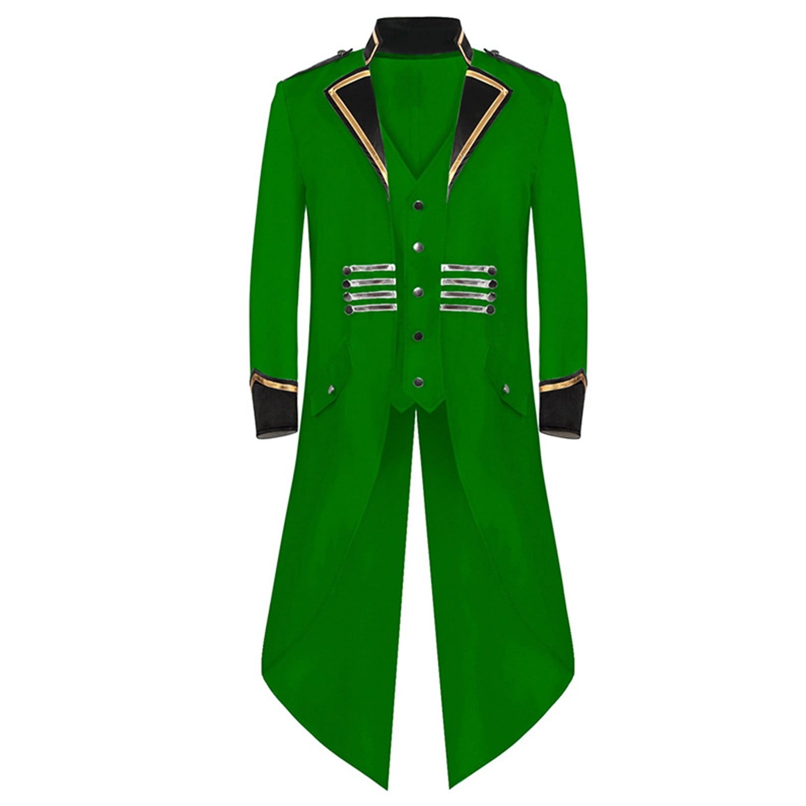 Odeerbi Mens Steampunk Tailcoat Gothic Medieval Jacket Frock Uniform Halloween Long Tuxedo Coat Retro Tailcoat Coat Lapel Court Slim Dress Coat White