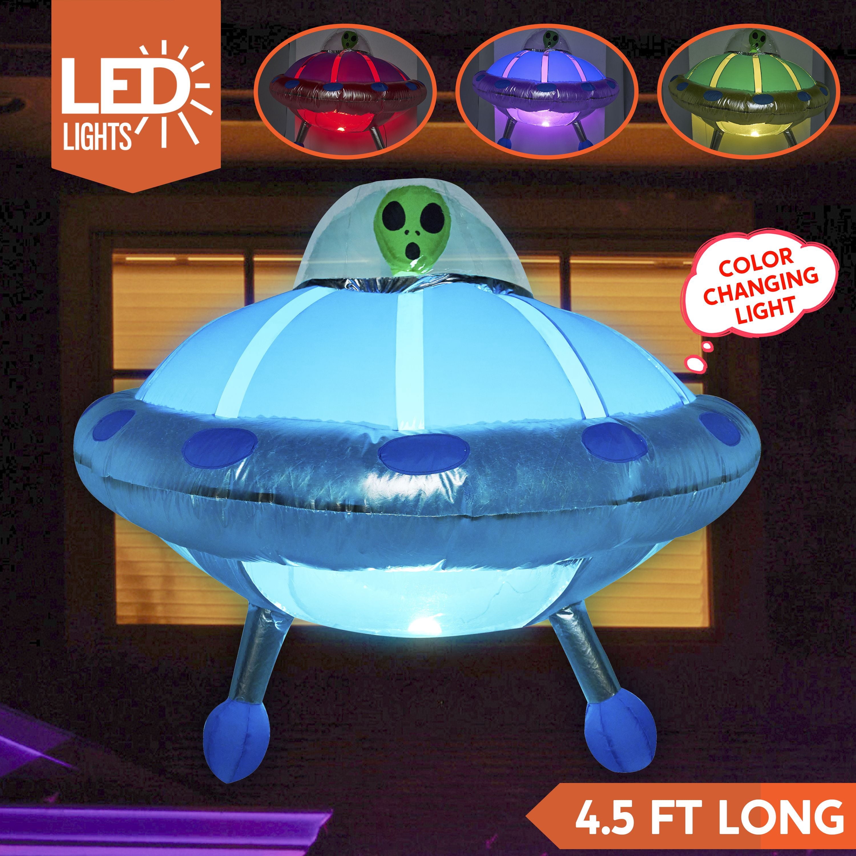 Joyfy 9 ft Halloween Inflatable Giant Alien Decoration with Built-in LEDs,Alien Halloween Decorations Outdoor Blow Up Yard Lawn Decoration