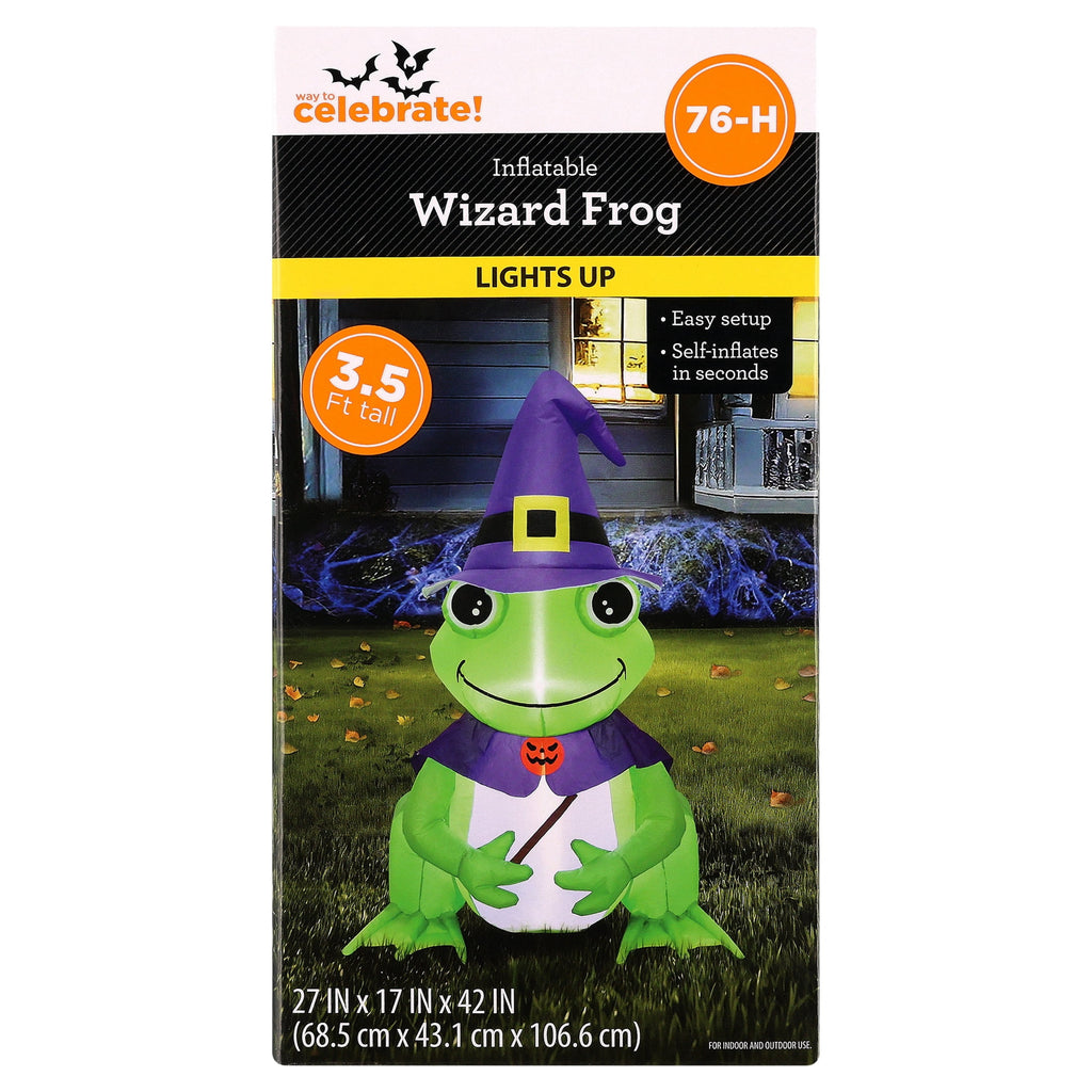 Wizard Frog Airblown Yard Inflatable, Purple and Green, 3.5', Halloween by Way To Celebrate