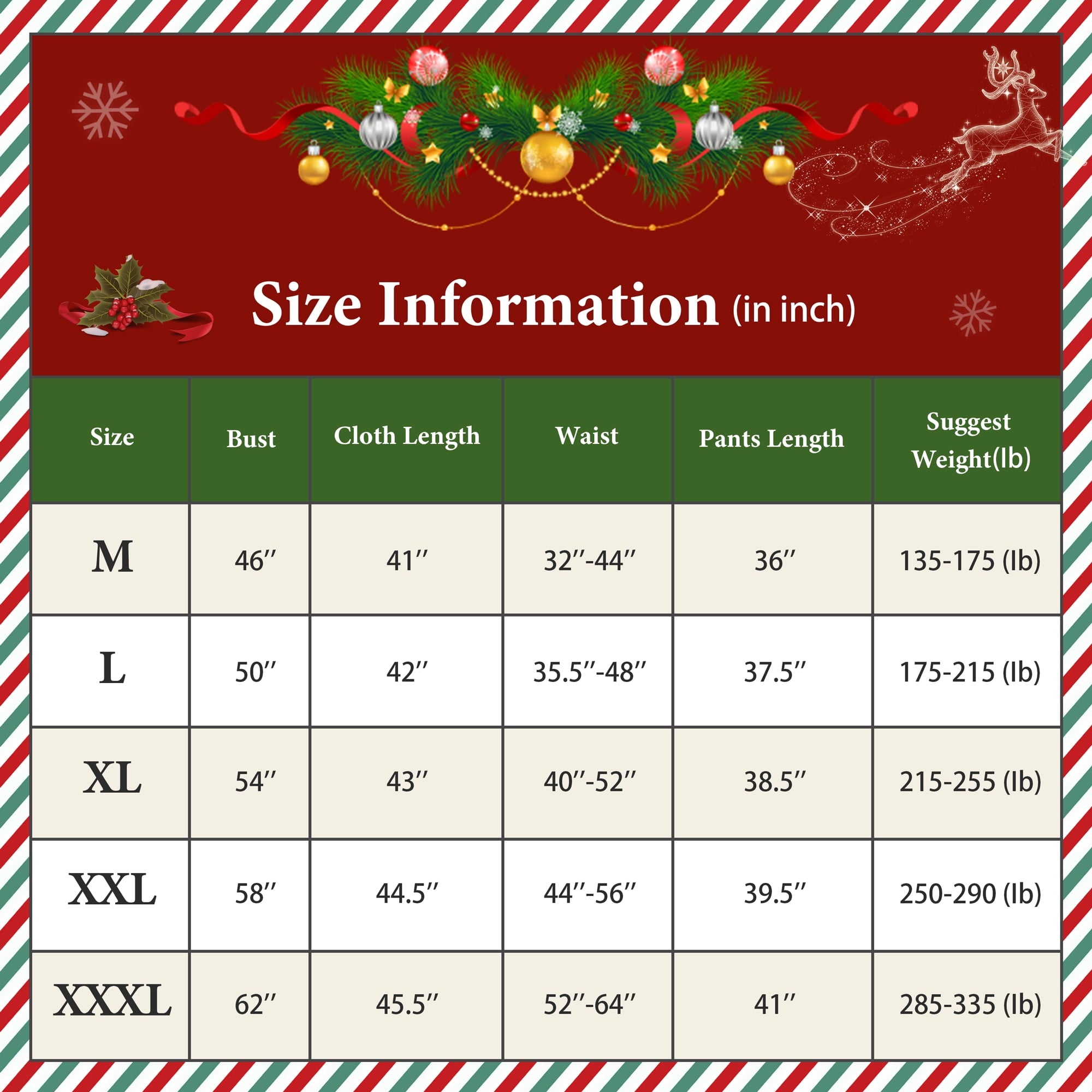 Deluxe Santa Costume for Men Santa Claus Suit 12pcs. Adults Christmas Jacket -XXL