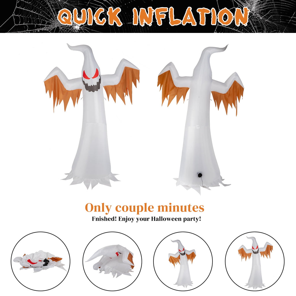 Zimtown 12FT Halloween Inflatables Ghost Outdoor Halloween Decoration w/ Scary Flames,4pcs LED Lights