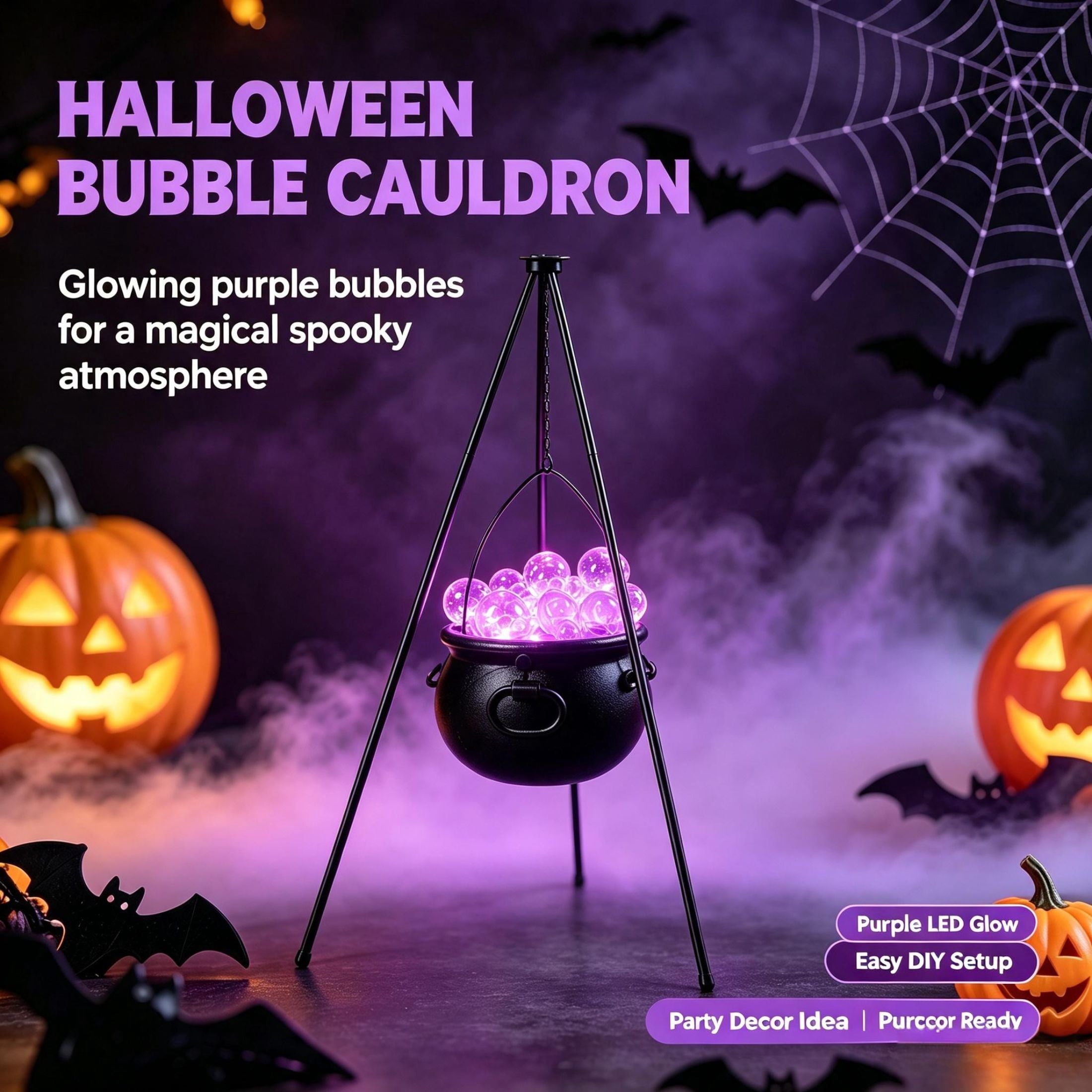 Muecwrye Halloween Decorations Outdoor, Halloween Clearance! Halloween Witches Cauldron with Lights, DIY Bubbling Cauldron Set Decor for Home Porch Outside, Halloween Party Supplies( Without Tripod)