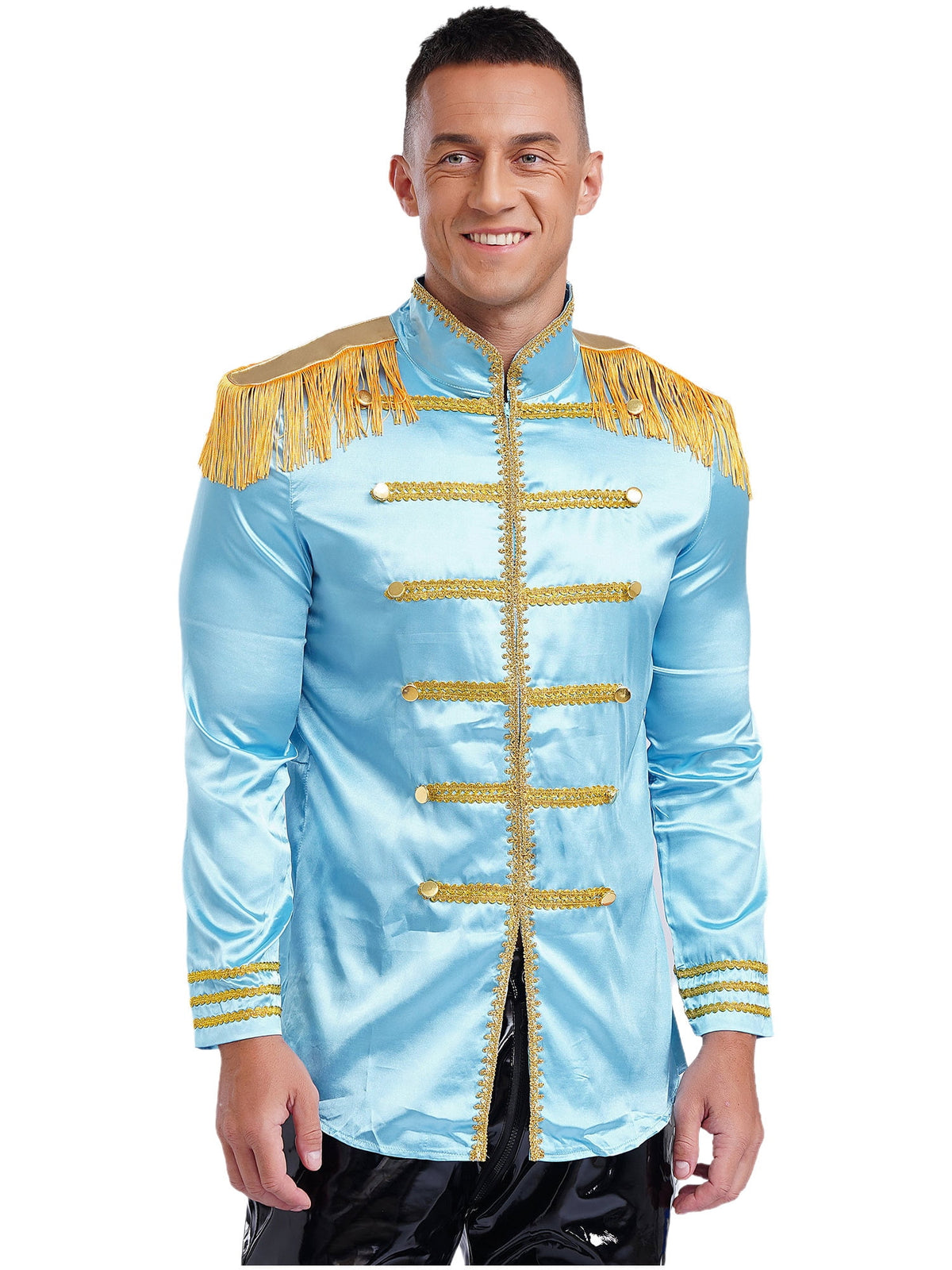 Eandarui Men's Halloween SGT Sergeant Pepper Costume Jacket Fancy Dress Hippie Music Star 1960s Shirt Red S