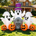 7FT Halloween Inflatable Ghosts Decoration with Pumpkin Tombstone,Blow up Yard Inflatables with Built-in LED Lights for Halloween Decoration,Halloween Party,Lawn,Garden