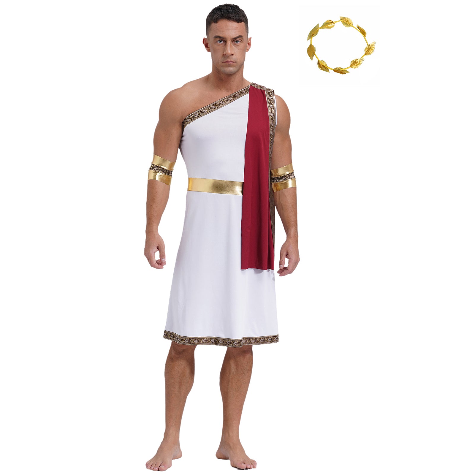YiZYiF Mens Halloween Ancient Greek Cosplay Costume Roman Toga Caesar Party Fancy Dress Up Set Black S