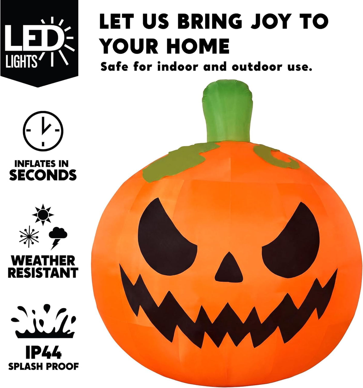 Joyfy 7 ft Halloween Inflatable Long Pumpkin with Witch's Cat Decorations Inflatables with Build-in LEDs,Halloween Decor Outdoor Blow Up Yard Decorations