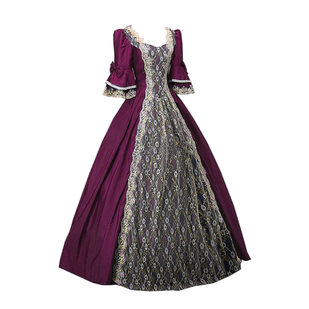 UPPADA Plus Size Victorian Dress for Women Lace Up Flare Sleeve Ball Gown with Corset Evening Party Maxi Gowns Vintage Cocktail Dress Wedding Dresses Early